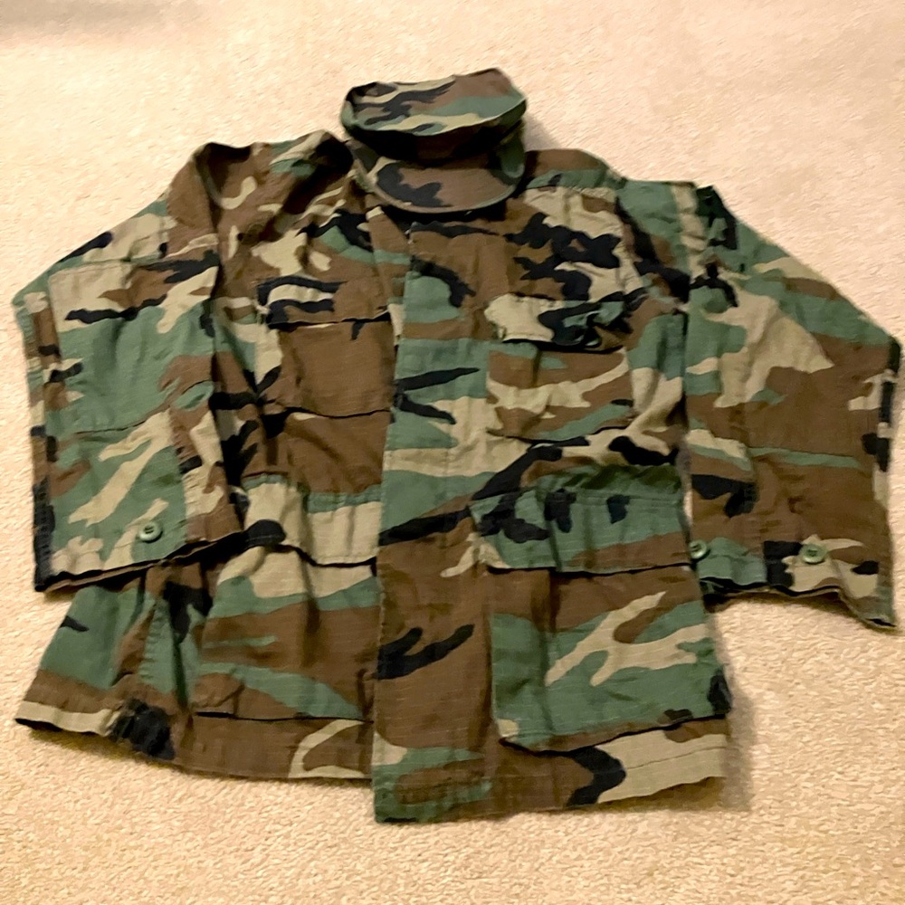 Woodland Camo Utility Jacket and Utility Cap